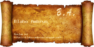 Blaho Ambrus névjegykártya